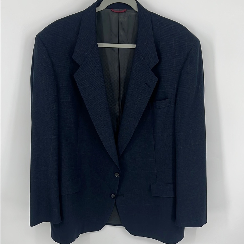 HART SCHAFFNER & MARX Pure Virgin Wool Navy Blue Union Made Sportcoat Jacket 46L